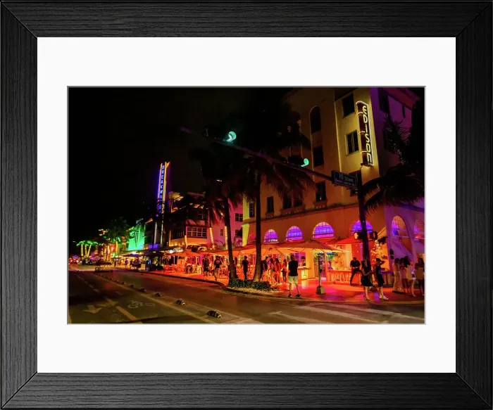 Framed Print : Miami streets at night, Miami, Florida, United States of America, North America Framed Print : Miami streets at night, Miami, Florida, United States of America, North America
