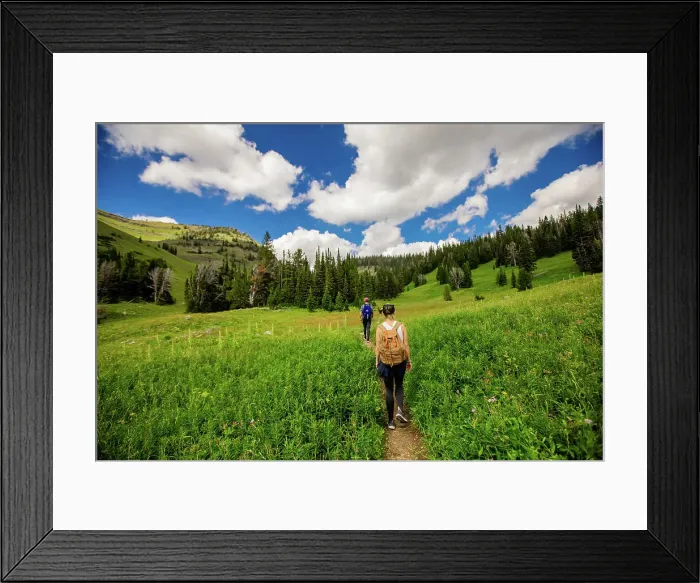 Framed Print : Walkers on Grand Teton National Park trails, Wyoming, United States of America, North America Framed Print : Walkers on Grand Teton National Park trails, Wyoming, United States of America, North America
