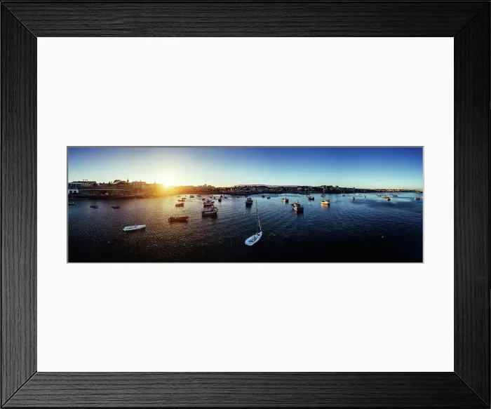 Framed Print : Aerial drone panoramic view of sunset at Cascais Bay, in the Lisbon region of the Portuguese Riveira, Europe Framed Print : Aerial drone panoramic view of sunset at Cascais Bay, in the Lisbon region of the Portuguese Riveira, Europe