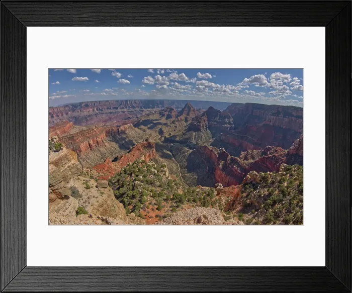 Framed Print : View of Grand Canyon from the south cliffs of Cape Final on the North Rim with Unkar Creek below and right of centre the pointed peak of Freya's Castle, Grand Canyon National Park, UNESCO World Heritage Site, Arizona, United States of America Framed Print : View of Grand Canyon from the south cliffs of Cape Final on the North Rim with Unkar Creek below and right of centre the pointed peak of Freya's Castle, Grand Canyon National Park, UNESCO World Heritage Site, Arizona, United States of America