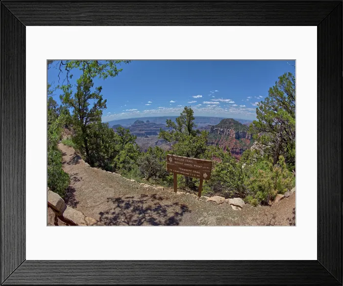 Framed Print : The Transept Trail sign where it branches off from the Bright Angel Point Trail on the North Rim of Grand Canyon, Grand Canyon National Park, UNESCO World Heritage Site, Arizona, United States of America, North America Framed Print : The Transept Trail sign where it branches off from the Bright Angel Point Trail on the North Rim of Grand Canyon, Grand Canyon National Park, UNESCO World Heritage Site, Arizona, United States of America, North America