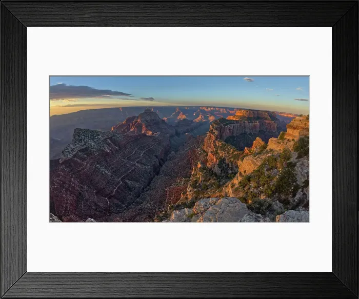 Framed Print : View of Freya's Castle and Vishnu Temple on the left and Wotan's Throne on the right at sunrise viewed from Cape Royal, North Rim, Grand Canyon National Park, UNESCO World Heritage Site, Arizona, United States of America, North America Framed Print : View of Freya's Castle and Vishnu Temple on the left and Wotan's Throne on the right at sunrise viewed from Cape Royal, North Rim, Grand Canyon National Park, UNESCO World Heritage Site, Arizona, United States of America, North America