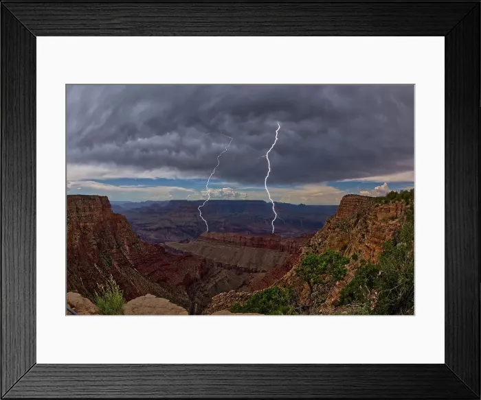 Framed Print : Lightning striking inside the Grand Canyon during the 2023 Arizona Monsoon season, viewed from No Name Overlook between Pinal Point on the left and Lipan Point on the right, Grand Canyon National Park, UNESCO World Heritage Site, Arizona Framed Print : Lightning striking inside the Grand Canyon during the 2023 Arizona Monsoon season, viewed from No Name Overlook between Pinal Point on the left and Lipan Point on the right, Grand Canyon National Park, UNESCO World Heritage Site, Arizona