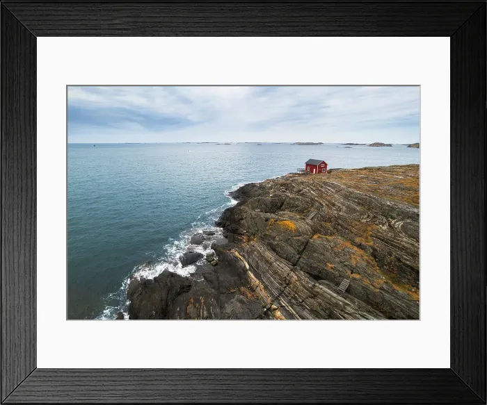 Framed Print : Lone red house surrounded by sea on top of a cliff of a rocky island, Bohuslan, Vastra Gotaland, West Sweden, Sweden, Scandinavia, Europe Framed Print : Lone red house surrounded by sea on top of a cliff of a rocky island, Bohuslan, Vastra Gotaland, West Sweden, Sweden, Scandinavia, Europe