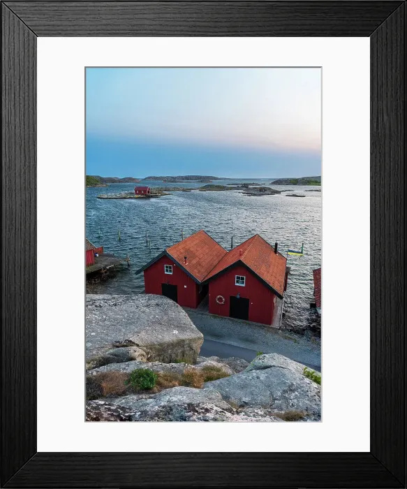 Framed Print : Wooden houses on rocky coast at dusk, Bohuslan, Vastra Gotaland, Sweden, Scandinavia, Europe Framed Print : Wooden houses on rocky coast at dusk, Bohuslan, Vastra Gotaland, Sweden, Scandinavia, Europe