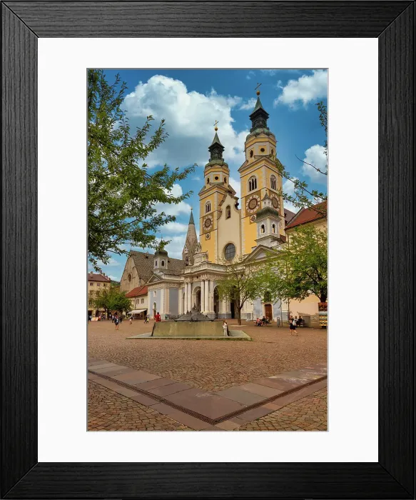Framed Print : Cathedral Square and Baroque Cathedral, Brixen, Sudtirol (South Tyrol) (Province of Bolzano), Italy, Europe