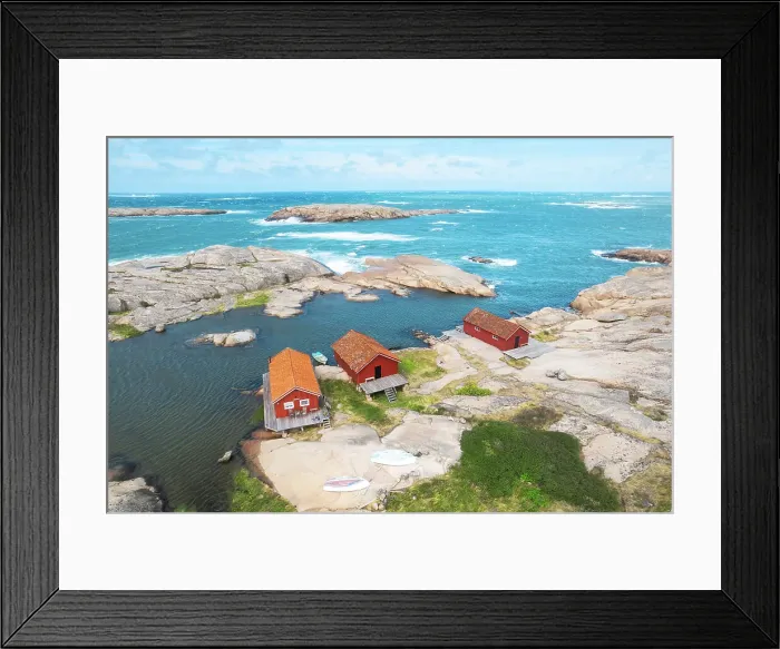 Framed Print : Lonely wooden red cottages on a rocky coast, Bohuslan, Vastra Gotaland, West Sweden, Scandinavia, Europe Framed Print : Lonely wooden red cottages on a rocky coast, Bohuslan, Vastra Gotaland, West Sweden, Scandinavia, Europe