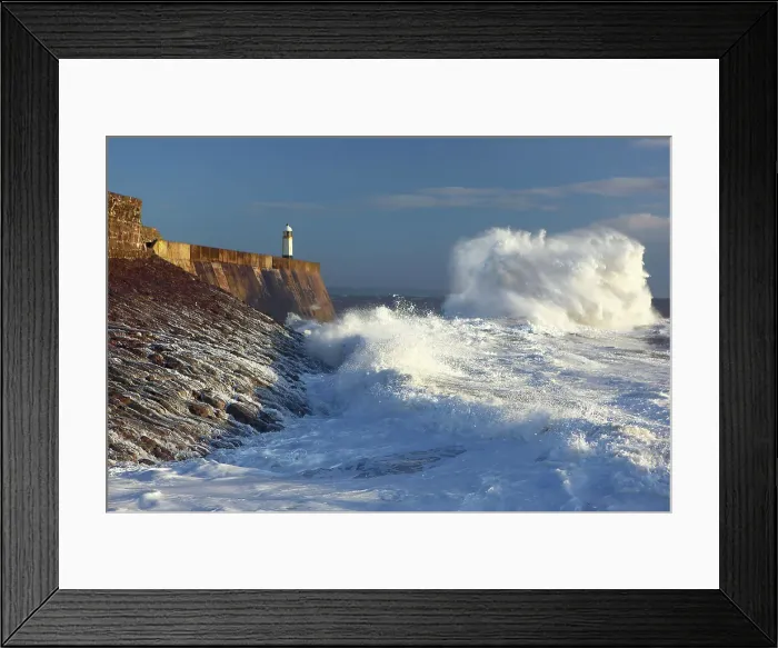 Framed Print : Storm waves at Porthcawl Pier, South Wales, United Kingdom, Europe Framed Print : Storm waves at Porthcawl Pier, South Wales, United Kingdom, Europe