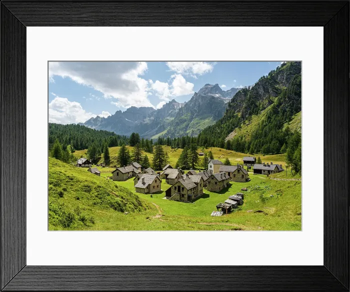 Framed Print : Skyline of the alpine village of Crampiolo, Piedmont, Northern Italy, Europe Framed Print : Skyline of the alpine village of Crampiolo, Piedmont, Northern Italy, Europe