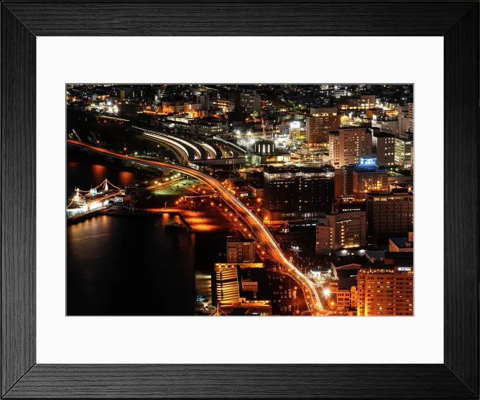 Framed Print : Aerial view of Hakodate city at night, Hakodate, Hokkaido, Japan, Asia Framed Print : Aerial view of Hakodate city at night, Hakodate, Hokkaido, Japan, Asia