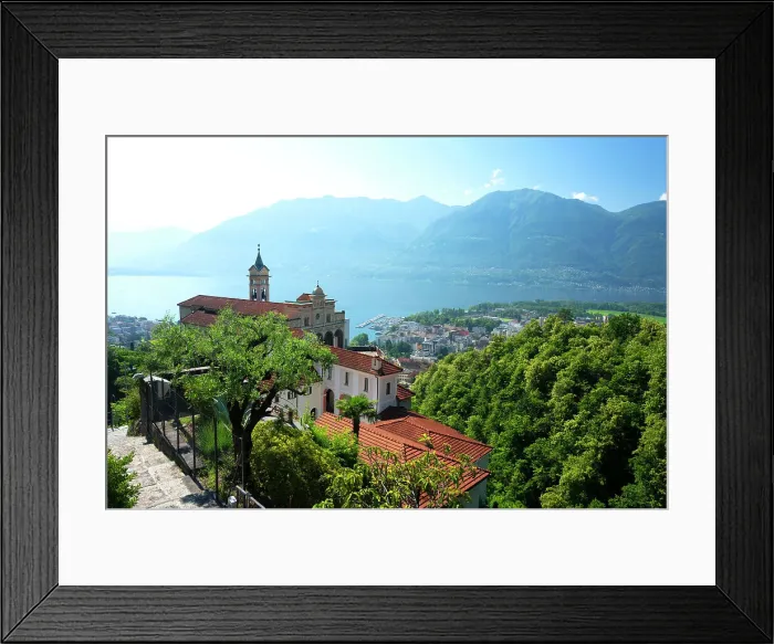Framed Print : The sanctuary of Madonna del Sasso overlooking Locarno, Ticino, Switzerland, Europe Framed Print : The sanctuary of Madonna del Sasso overlooking Locarno, Ticino, Switzerland, Europe