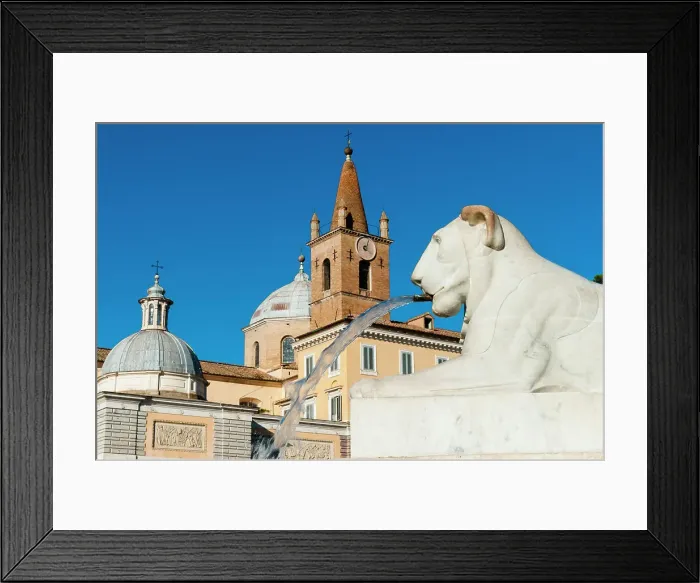 Framed Print : Basilica of St. Maria del Popolo, Lion of Fountain of Obelisk, Piazza del Popolo, UNESCO World Heritage Site, Rome, Latium (Lazio), Italy, Europe Framed Print : Basilica of St. Maria del Popolo, Lion of Fountain of Obelisk, Piazza del Popolo, UNESCO World Heritage Site, Rome, Latium (Lazio), Italy, Europe