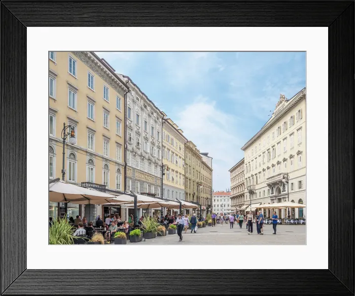 Framed Print : Cafe lined street, Trieste, Friuli Venezia Giulia, Italy, Europe Framed Print : Cafe lined street, Trieste, Friuli Venezia Giulia, Italy, Europe