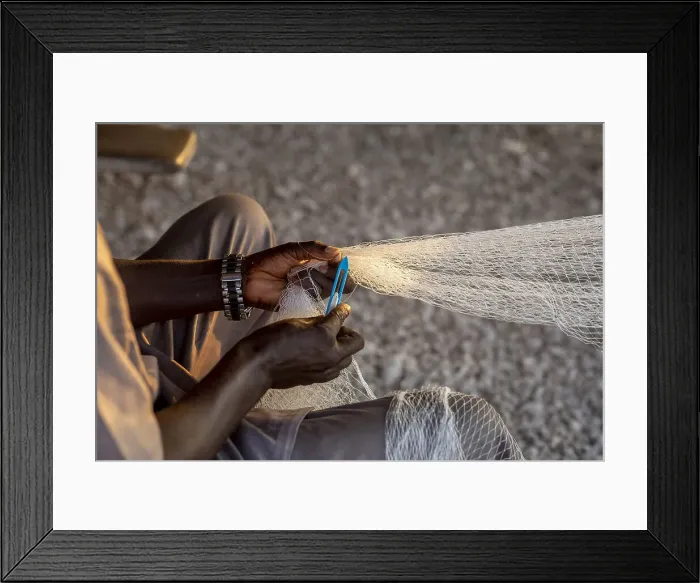 Framed Print : Fisherman mending nets in Fadiouth, Senegal, West Africa, Africa Framed Print : Fisherman mending nets in Fadiouth, Senegal, West Africa, Africa