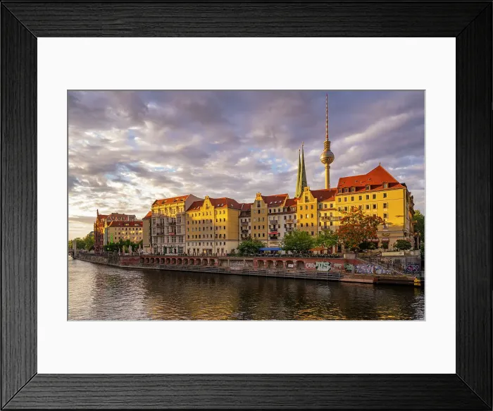 Framed Print : View of River Spree and Berliner Fernsehturm at sunset, Nikolai District, Berlin, Germany, Europe Framed Print : View of River Spree and Berliner Fernsehturm at sunset, Nikolai District, Berlin, Germany, Europe