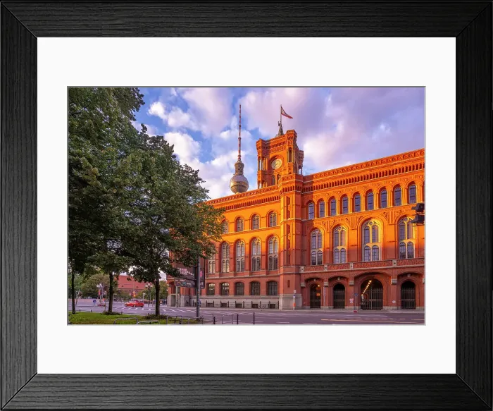 Framed Print : View of Rotes Rathaus (Town Hall) at sunset, Nikolai District, Berlin, Germany, Europe