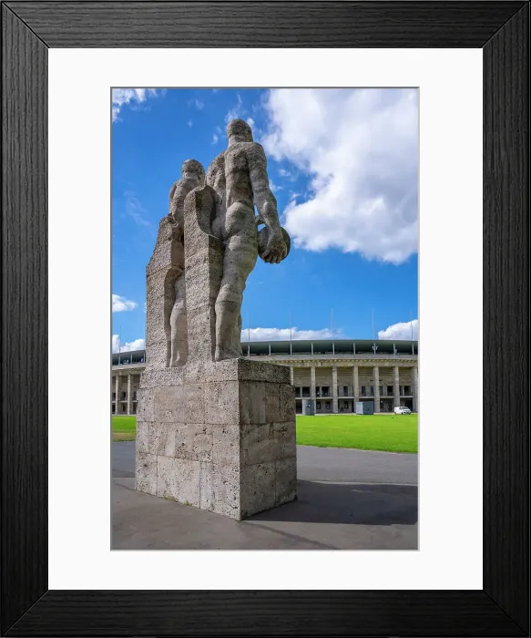 Framed Print : View of exterior of Olympiastadion Berlin and statues, built for the 1936 Olympics, Berlin, Germany, Europe