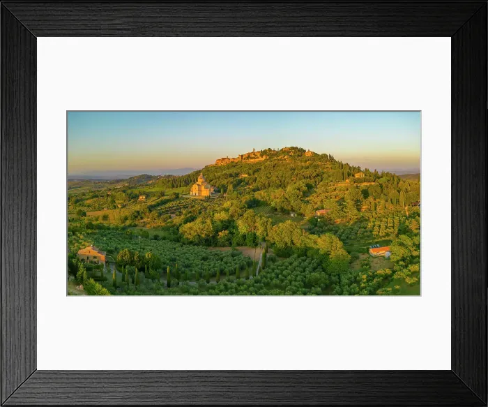 Framed Print : Elevated view of vineyards, olive groves and Montepulciano at sunset, Montepulciano, Tuscany, Italy, Europe Framed Print : Elevated view of vineyards, olive groves and Montepulciano at sunset, Montepulciano, Tuscany, Italy, Europe