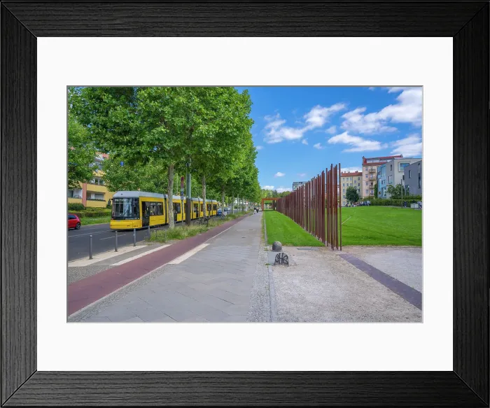 Framed Print : View of yellow city tram at the Berlin Wall Memorial, Memorial Park, Bernauer Strasse, Berlin, Germany, Europe Framed Print : View of yellow city tram at the Berlin Wall Memorial, Memorial Park, Bernauer Strasse, Berlin, Germany, Europe