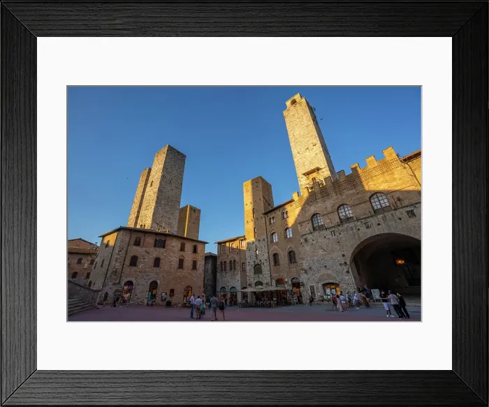 Framed Print : View of historic centre and towers in Piazza del Duomo, San Gimignano, UNESCO World Heritage Site, Province of Siena, Tuscany, Italy, Europe Framed Print : View of historic centre and towers in Piazza del Duomo, San Gimignano, UNESCO World Heritage Site, Province of Siena, Tuscany, Italy, Europe