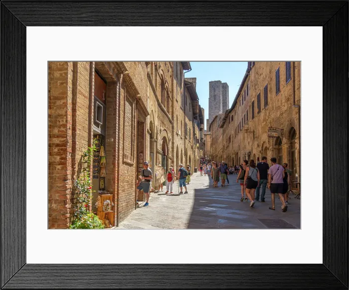 Framed Print : View of towers from narrow street in San Gimignano, San Gimignano, UNESCO World Heritage Site, Province of Siena, Tuscany, Italy, Europe Framed Print : View of towers from narrow street in San Gimignano, San Gimignano, UNESCO World Heritage Site, Province of Siena, Tuscany, Italy, Europe