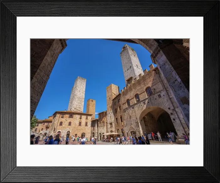 Framed Print : View of towers and Piazza del Duomo in San Gimignano, San Gimignano, UNESCO World Heritage Site, Province of Siena, Tuscany, Italy, Europe Framed Print : View of towers and Piazza del Duomo in San Gimignano, San Gimignano, UNESCO World Heritage Site, Province of Siena, Tuscany, Italy, Europe