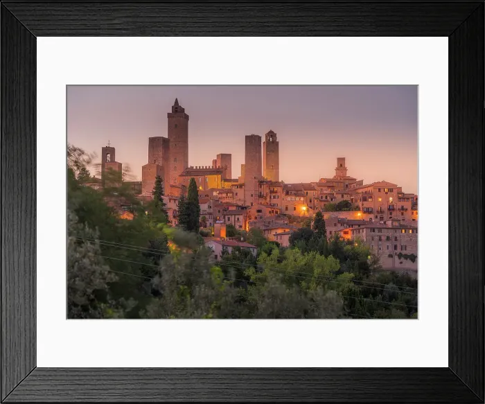 Framed Print : View of San Gimignano skyline at dusk, San Gimignano, UNESCO World Heritage Site, Province of Siena, Tuscany, Italy, Europe Framed Print : View of San Gimignano skyline at dusk, San Gimignano, UNESCO World Heritage Site, Province of Siena, Tuscany, Italy, Europe