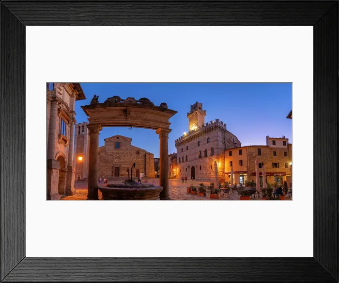 Framed Print : View of Pozzo dei Grifi e dei Leoni and Palazzo Comunale in Piazza Grande at dusk, Montepulciano, Province of Siena, Tuscany, Italy, Europe Framed Print : View of Pozzo dei Grifi e dei Leoni and Palazzo Comunale in Piazza Grande at dusk, Montepulciano, Province of Siena, Tuscany, Italy, Europe