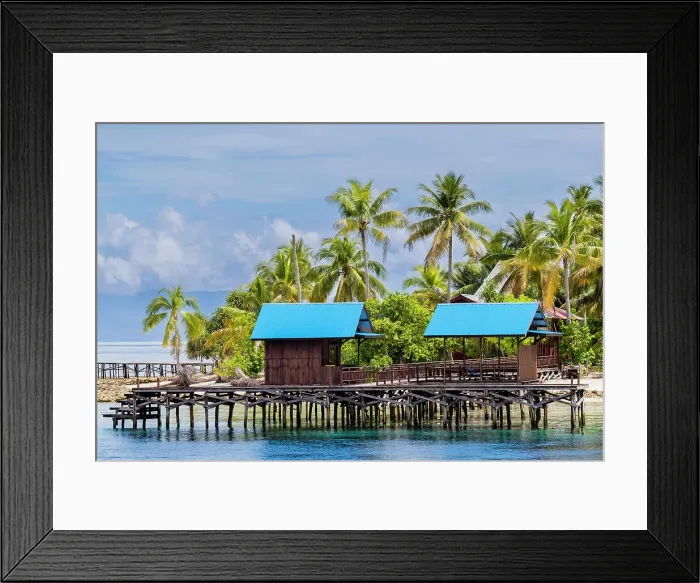 Framed Print : A view of the dive resort at Pulau Panaki, Raja Ampat, Indonesia, Southeast Asia, Asia Framed Print : A view of the dive resort at Pulau Panaki, Raja Ampat, Indonesia, Southeast Asia, Asia