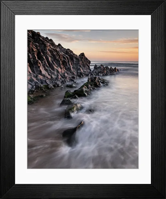 Framed Print : Mewslade Bay at sunset, Gower Peninsula, South Wales, United Kingdom, Europe