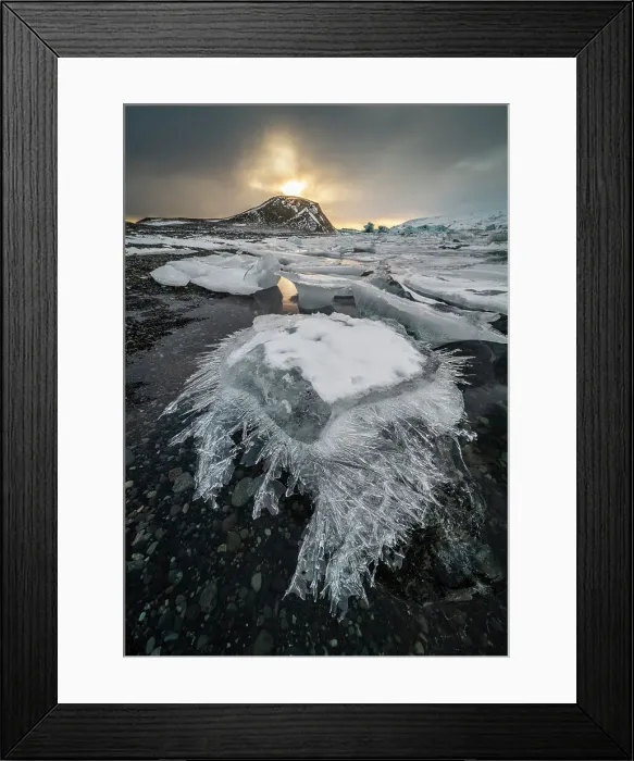 Framed Print : Ice shard, Jokulsarlon Ice Lagoon, sunset, Iceland, Polar Regions Framed Print : Ice shard, Jokulsarlon Ice Lagoon, sunset, Iceland, Polar Regions