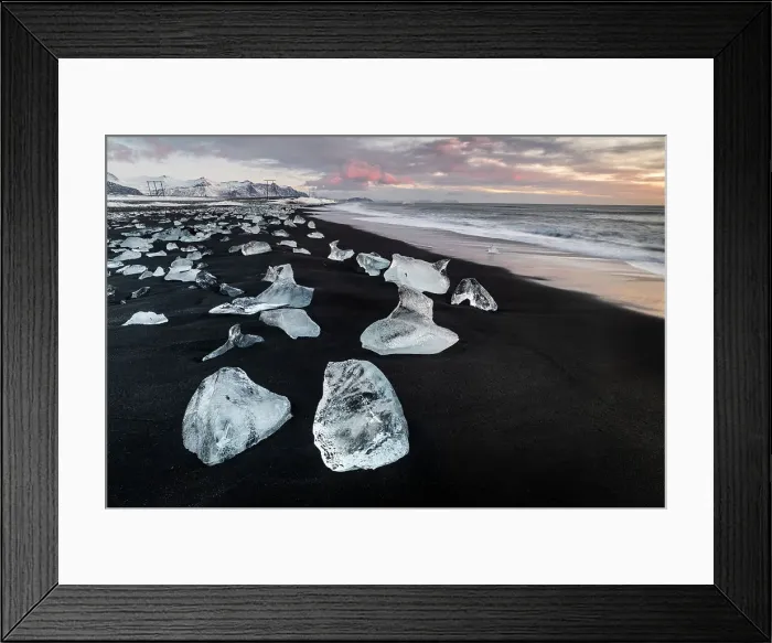 Framed Print : Ice shards, Diamond Beach, Jokulsarlon, sunrise, Iceland, Polar Regions Framed Print : Ice shards, Diamond Beach, Jokulsarlon, sunrise, Iceland, Polar Regions