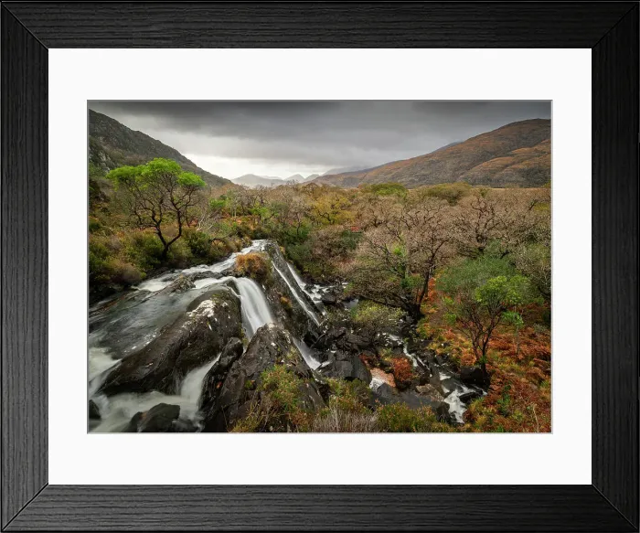 Framed Print : Waterfall and forest, Killarney National Park, County Kerry, Munster, Republic of Ireland (Eire), Europe