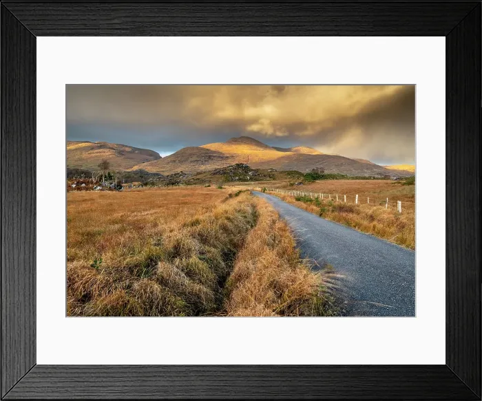 Framed Print : Road through Gallavally at sunset, The Black Valley, Killarney, County Kerry, Munster, Republic of Ireland (Eire), Europe Framed Print : Road through Gallavally at sunset, The Black Valley, Killarney, County Kerry, Munster, Republic of Ireland (Eire), Europe