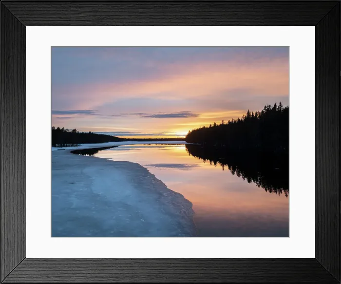 Framed Print : Channel leading to Lake Likapera at sunset, Finland, Europe Framed Print : Channel leading to Lake Likapera at sunset, Finland, Europe
