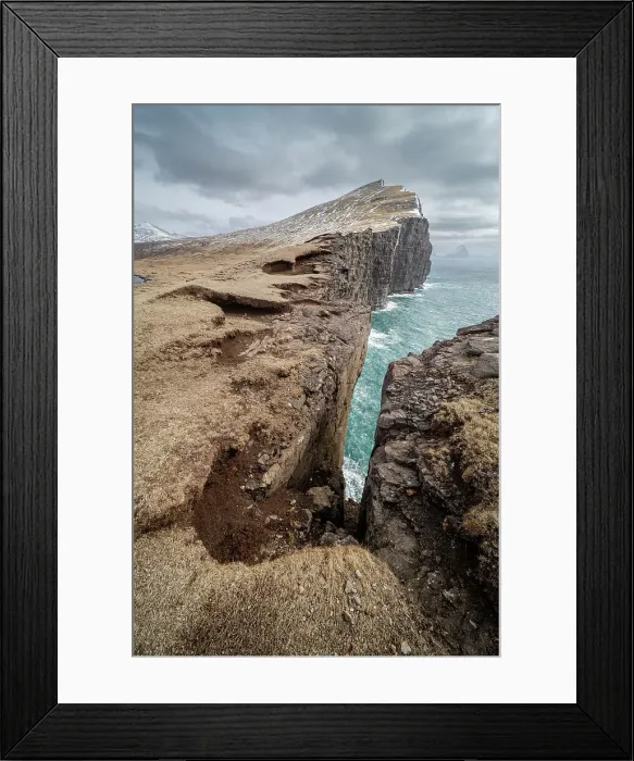 Framed Print : Cliff view, Vagar Island, Faroe Islands, Denmark, Europe Framed Print : Cliff view, Vagar Island, Faroe Islands, Denmark, Europe