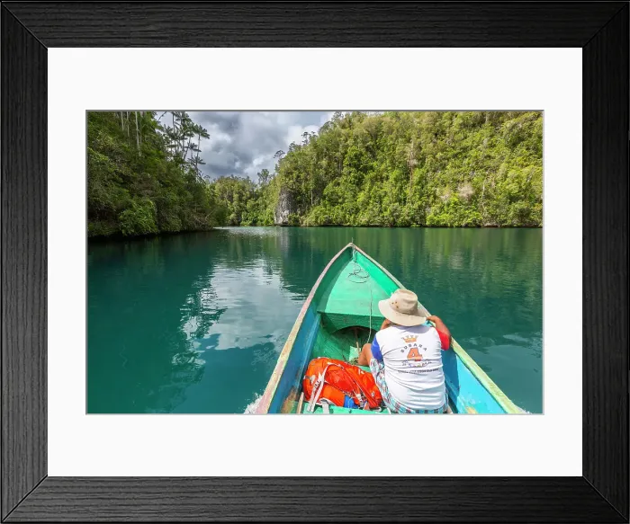 Framed Print : A small canoe trip with local guide Martin Marcuse, Gam Island, Raja Ampat, Indonesia, Southeast Asia, Asia Framed Print : A small canoe trip with local guide Martin Marcuse, Gam Island, Raja Ampat, Indonesia, Southeast Asia, Asia