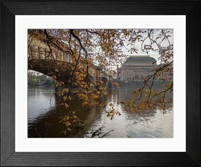 Framed Print : Most Legii (Legion Bridge) and the National Theatre in autumn, Prague, Czechia (Czech Republic), Europe