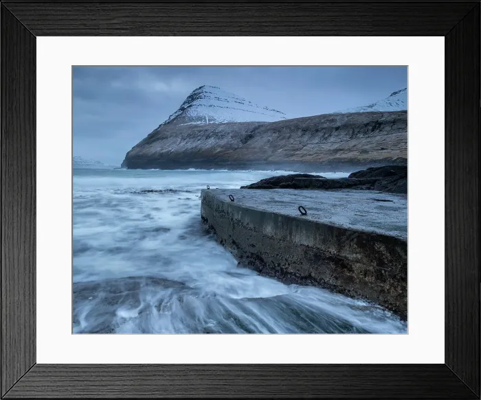 Framed Print : Slipway and mountain at dawn, Gjogv, Eysturoy Island, Faroe Islands, Denmark, Europe Framed Print : Slipway and mountain at dawn, Gjogv, Eysturoy Island, Faroe Islands, Denmark, Europe