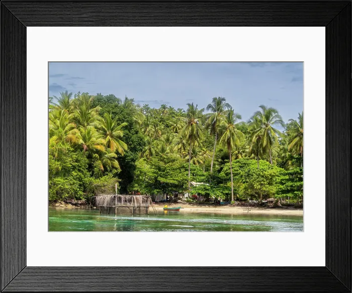 Framed Print : A view of the village of Friwen on Gam Island, Raja Ampat, Indonesia, Southeast Asia, Asia Framed Print : A view of the village of Friwen on Gam Island, Raja Ampat, Indonesia, Southeast Asia, Asia