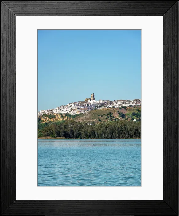Framed Print : Arcos de la Frontera view from the other side of the lake in the Pueblos Blancos region, Andalusia, Spain, Europe Framed Print : Arcos de la Frontera view from the other side of the lake in the Pueblos Blancos region, Andalusia, Spain, Europe