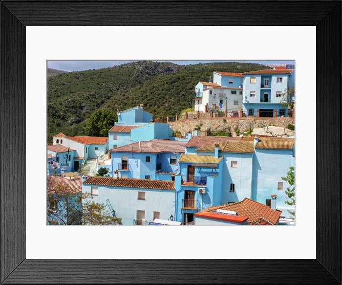 Framed Print : Street in blue painted Smurf house village of Juzcar, Pueblos Blancos region, Andalusia, Spain, Europe Framed Print : Street in blue painted Smurf house village of Juzcar, Pueblos Blancos region, Andalusia, Spain, Europe