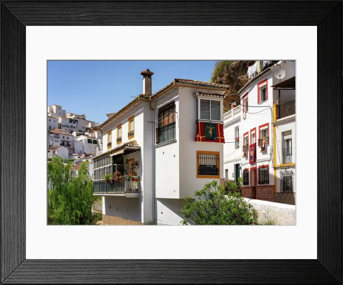 Framed Print : Street with white houses in Setenil de las Bodegas, Pueblos Blancos region, Andalusia, Spain, Europe Framed Print : Street with white houses in Setenil de las Bodegas, Pueblos Blancos region, Andalusia, Spain, Europe
