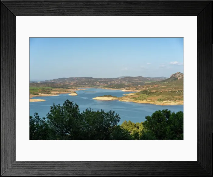 Framed Print : Landscape of Gobrantes and Guadalhorce water reservoir dam, Andalusia, Spain, Europe Framed Print : Landscape of Gobrantes and Guadalhorce water reservoir dam, Andalusia, Spain, Europe