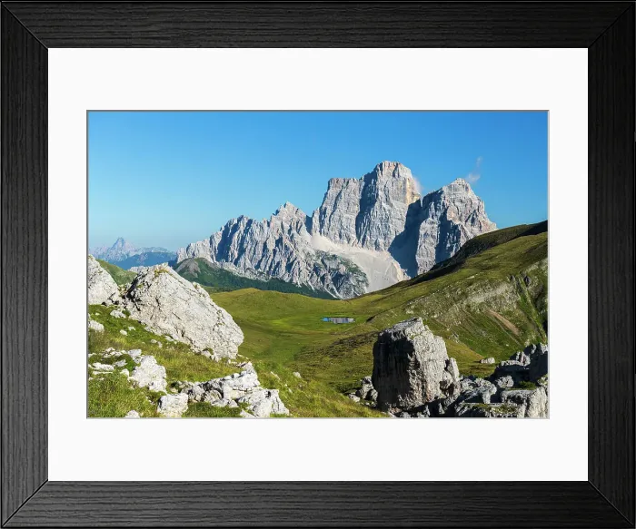 Framed Print : Baste lake and the massif of Pelmo mount, Mondeval, Giau Pass, Dolomites of Belluno, Belluno province, Veneto, Italy, Europe Framed Print : Baste lake and the massif of Pelmo mount, Mondeval, Giau Pass, Dolomites of Belluno, Belluno province, Veneto, Italy, Europe