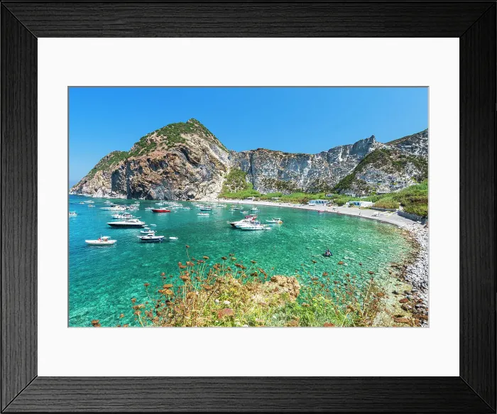 Framed Print : Palmarola bay with boats in crystal clear water, Palmarola island, Ponza municipality, Tyrrhenian sea, Pontine archipelago, Latina Province, Latium (Lazio), Italy, Europe Framed Print : Palmarola bay with boats in crystal clear water, Palmarola island, Ponza municipality, Tyrrhenian sea, Pontine archipelago, Latina Province, Latium (Lazio), Italy, Europe