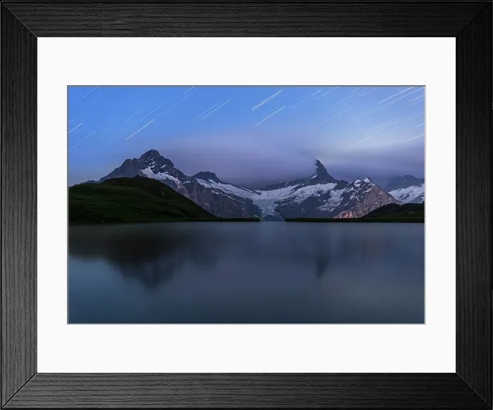 Framed Print : Star trail over Bachalpsee and the Bernese Oberland mountains, Grindelwald, Bern Canton, Switzerland, Europe Framed Print : Star trail over Bachalpsee and the Bernese Oberland mountains, Grindelwald, Bern Canton, Switzerland, Europe