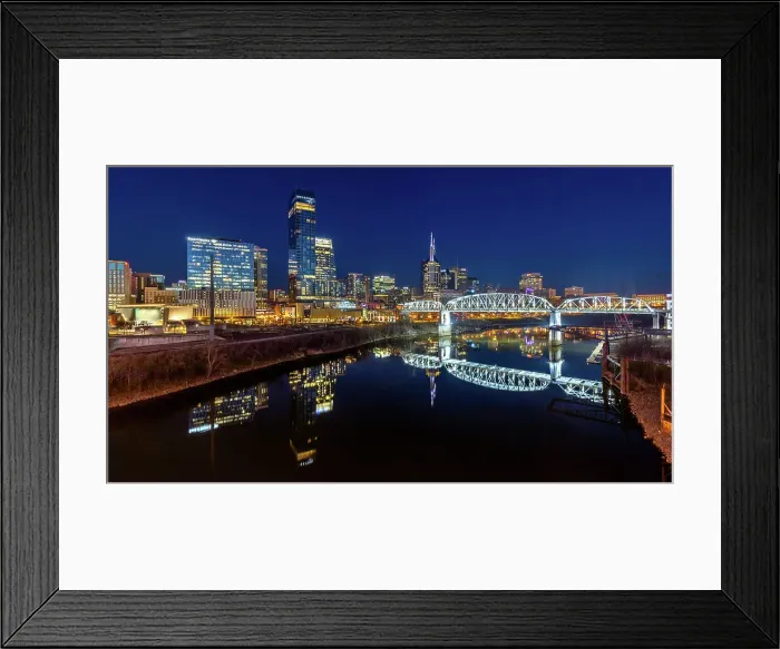 Framed Print : Skyline reflection at night, Cumberland River, Nashville, Tennessee, United States of America, North America Framed Print : Skyline reflection at night, Cumberland River, Nashville, Tennessee, United States of America, North America