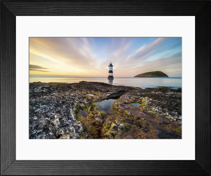 Framed Print : Trwyn Du Lighthouse at sunset in summer, Beaumaris, Wales, Great Britain, United Kingdom, Europe Framed Print : Trwyn Du Lighthouse at sunset in summer, Beaumaris, Wales, Great Britain, United Kingdom, Europe