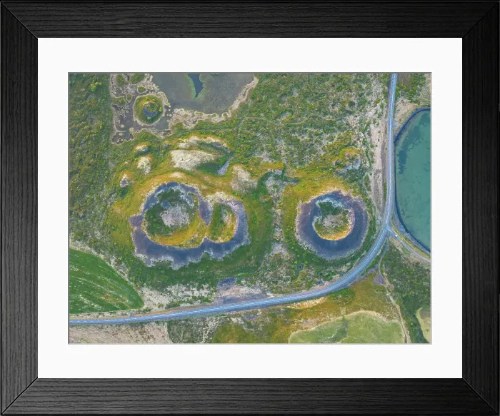 Framed Print : Aerial vertical view of old volcano and asphalt road, near to Myvatn lake on a summer day, Iceland, Polar Regions Framed Print : Aerial vertical view of old volcano and asphalt road, near to Myvatn lake on a summer day, Iceland, Polar Regions